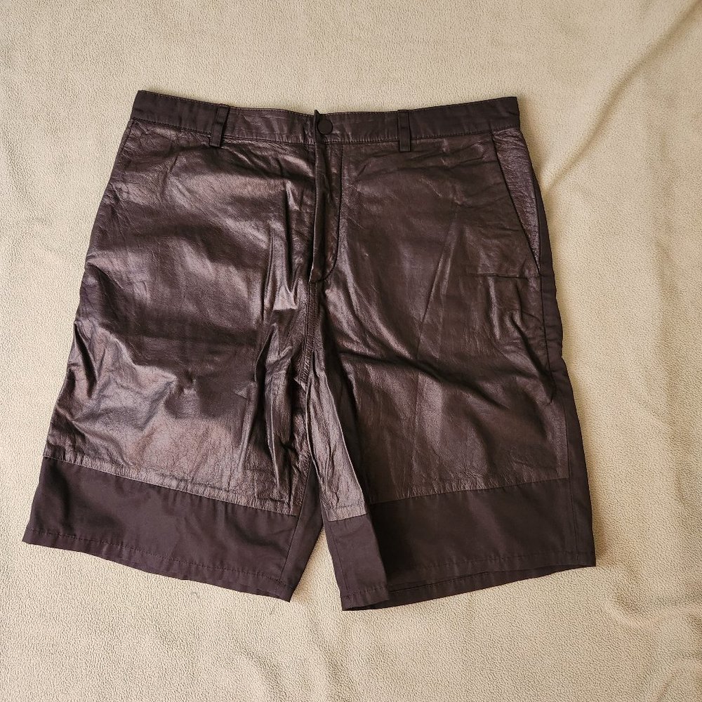 T by Alexander Wang Leather Panel Shorts